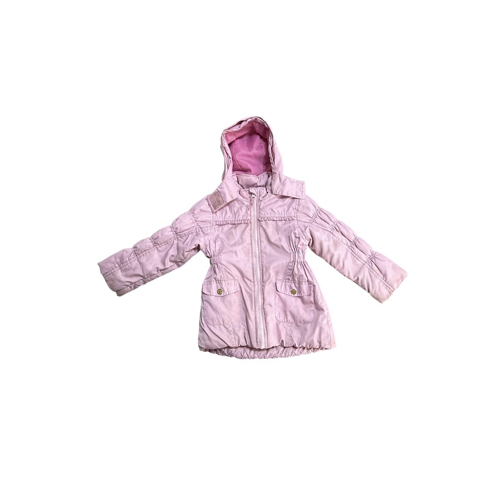 WonderKids Jacket Girls 3T Pink Polka Dot‎ Hooded Quilted Parka Coat Winter